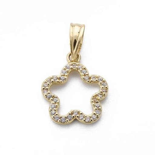 [P16647] 18K COLGANTE FLOR CIRCONITAS 14X12 MM