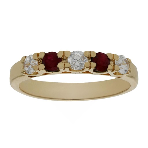 [S1201] SORTIJA ORO 18KL RUBIES FINOS + CIRCONITAS