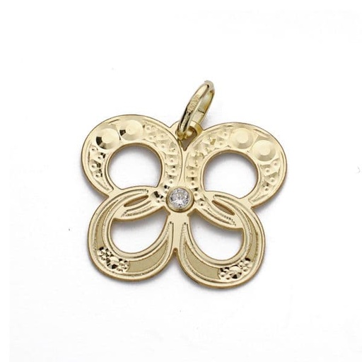 [P16663] 18K COLGANTE MARIPOSA CIRCONITA 15X18 MM