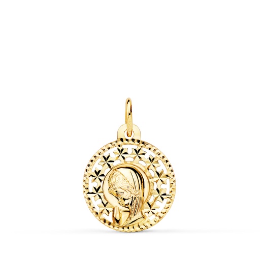 [P16666] 18K MEDALLA VIRGEN NIÑA CALADA 16MM