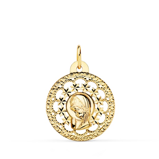 [P16667] 18K MEDALLA VIRGEN NIÑA CALADA 23X20 MM
