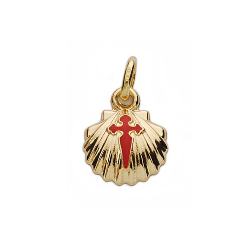 [P16681] 18K COLGANTE CONCHA DE SANTIAGO SIMPLE 10 MM