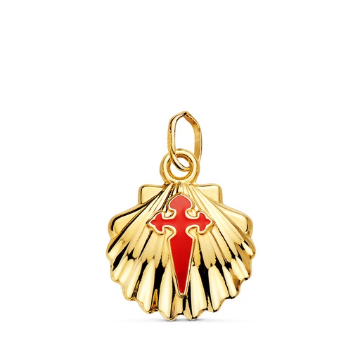 [P16683] 18K COLGANTE CONCHA DE SANTIAGO SIMPLE 14 MM