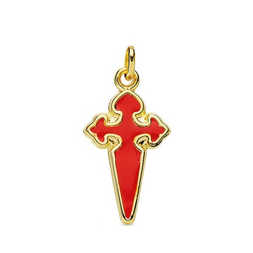 [P16732] 18K CRUZ DE SANTIAGO ESMALTADA 23X13 MM
