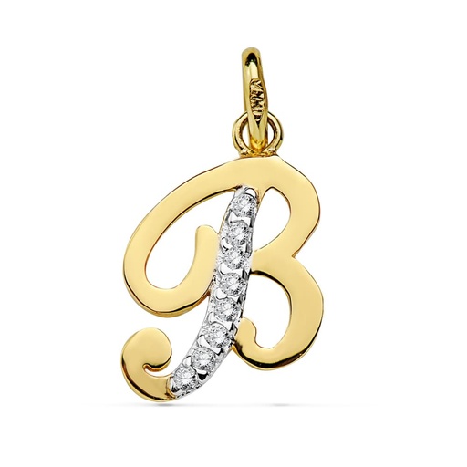 [P16740-B] 18K COLGANTE LETRA B CIRCONITAS 13X10 MM