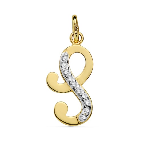 [P16740-S] 18K COLGANTE LETRA S CIRCONITAS 17X9 MM