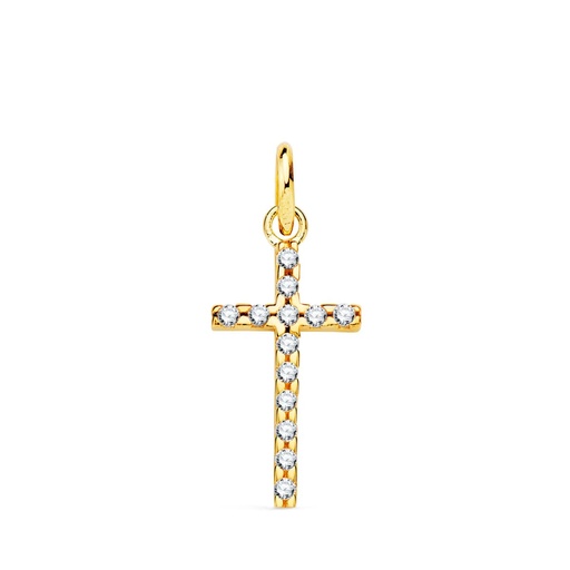 [P16773-OA] 18K CRUZ ORO AMARILLO CIRCONITAS 16X9 MM