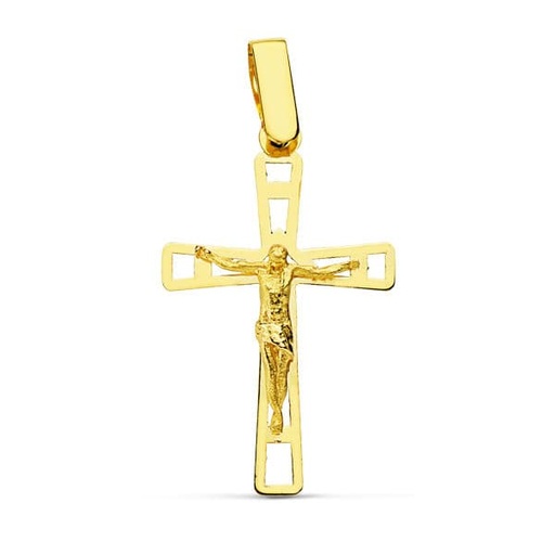 [P16786] 18K CRUZ CON CRISTO CALADA 26X16 MM