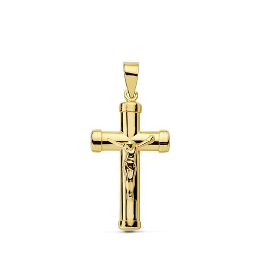 [P16791] 18K CRUZ CON CRISTO PALO OVAL 24X13 MM