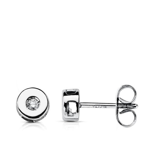 [P1681-1] 18K PENDIENTES DIAMANTES TALLA BRILLANTE CHATON.5MM 0.04 QTS