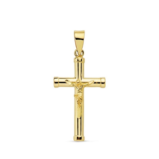 [P16813] 18K CRUZ CON CRISTO TUBO 2.5 MM 21X13 MM