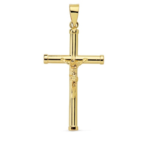 [P16815] 18K CRUZ CON CRISTO 29X17 MM TUBO 2.5 MM