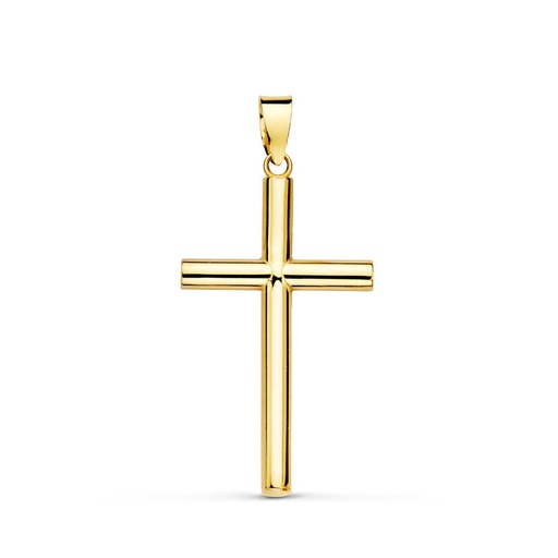 [P16816] 18K CRUZ ORO AMARILLO HUECA LISA 25X15 MM TUBO 2.2 MM