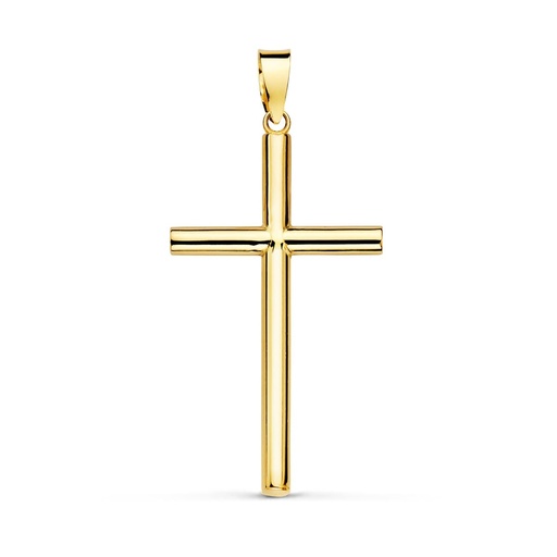 [P16817] 18K CRUZ ORO AMARILLO HUECA LISA 29X17 MM TUBO 2.2 MM
