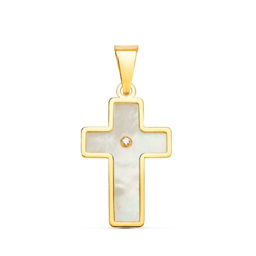 [P16846] 18K CRUZ CON NACAR 18X12 MM