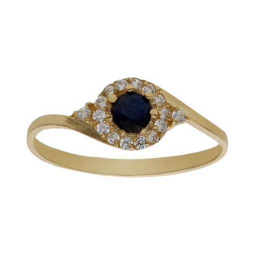 [S1264] SORTIJA ORO 18KL ZAFIRO FINO + CIRCONITAS