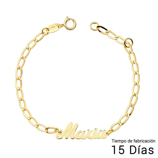[P16903] 18K PULSERA NIÑA NOMBRE 13CM CADENA BILBAO