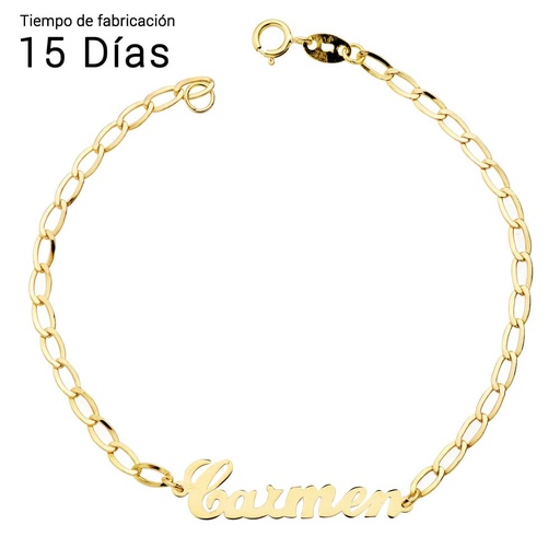 [P16904] 18K PULSERA NOMBRE 17 CM CADENA BILBAO