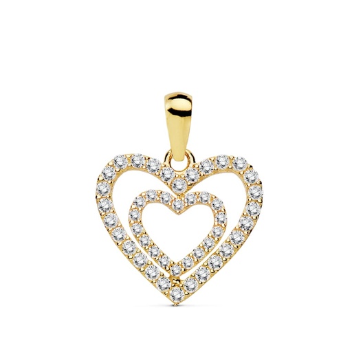 [P16911] 18K COLGANTE CORAZONES CIRCONITAS 15X14 MM