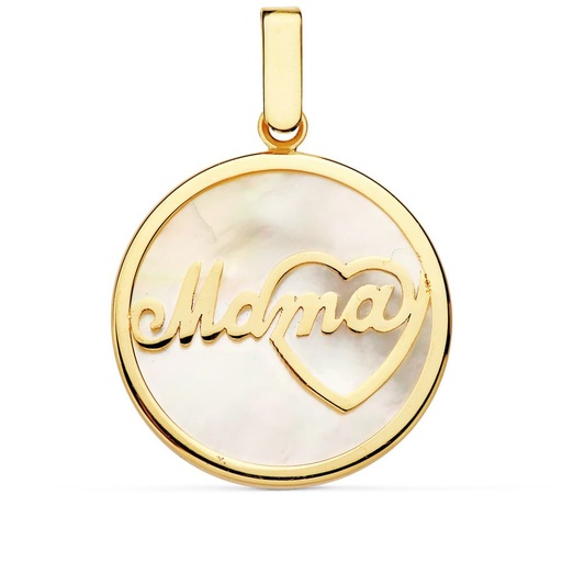 [P16942] 18K COLGANTE ORO AMARILLO NACAR MAMA CORAZON 20 MM
