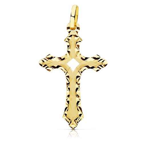[P16950] 18K CRUZ SIN CRISTO TALLADA 27X17 MM