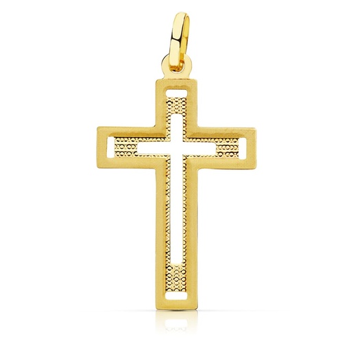 [P16951] 18K CRUZ SIN CRISTO TALLADA 28X17 MM