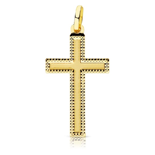 [P16953] 18K CRUZ SIN CRISTO TALLADA 27X15 MM