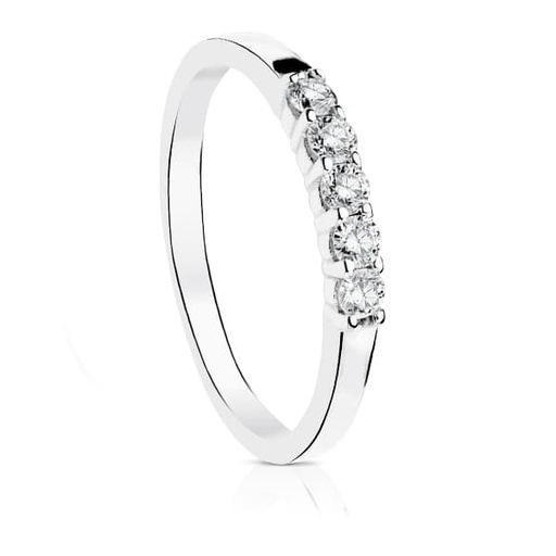 [P1699] 18K SORTIJA DIAMANTES TALLA BRILLANTE ORO BLANCO 0.300 QTS. PUREZA VS2 COLOR G