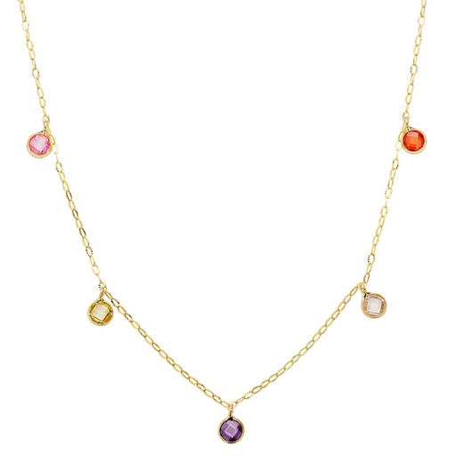 [P16997] 18K GARGANTILLA ORO AMARILLO PIEDRAS 5 MM CADENA FORZADA 45 CM