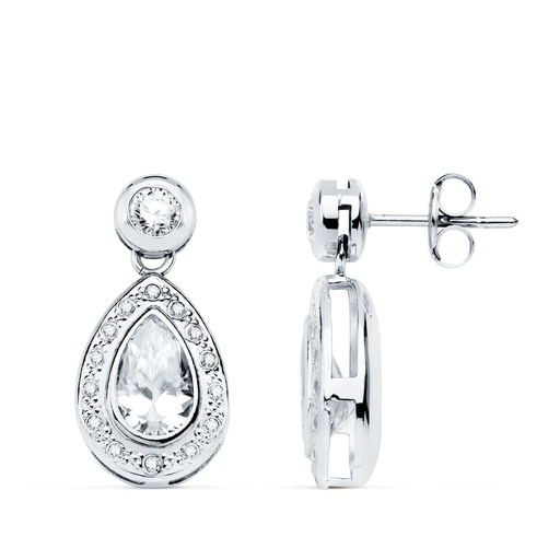 [P16998-OB] 18K PENDIENTES ORO BLANCO CIRCONITAS 19X9 MM