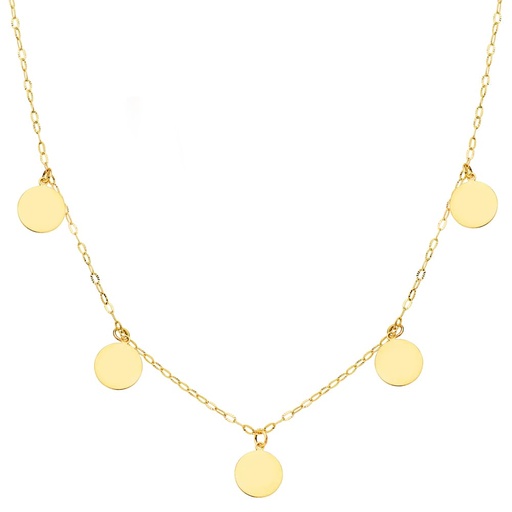 [P16999] 18K GARGANTILLA ORO AMARILLO CHAPAS LISAS 7 MM CADENA FORZADA 45 CM