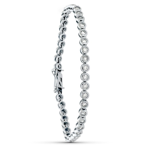 [P17000007] 18K PULSERA ORO BLANCO CIRCONITAS 19.5 CM