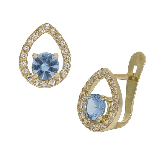 [P1297] Pendientes oro 18 kt perlas azul 