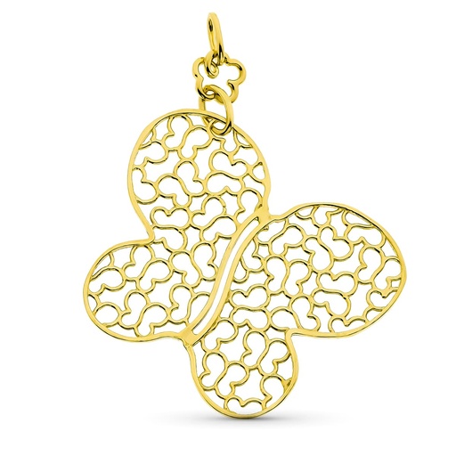 [P17000058] 18K COLGANTE ORO AMARILLO MARIPOSA CALADO 40X33 MM