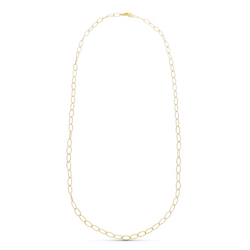 [P17000071] 18K COLLAR ORO AMARILLO ESLABON DIAMANTADO 80CM