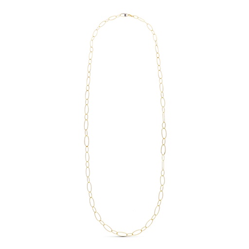 [P17000072] 18K COLLAR ORO AMARILLO ESLABON DIAMANTADO 80CM