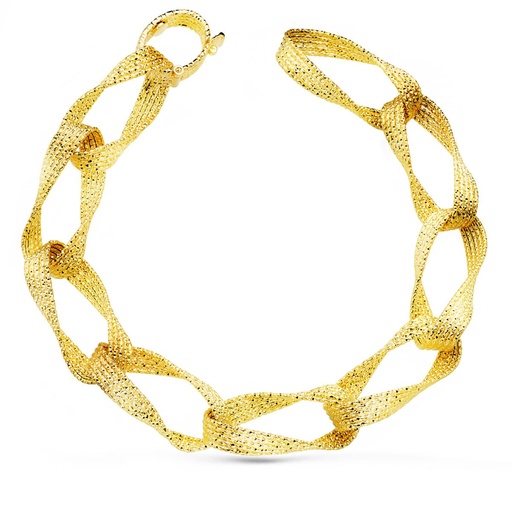 [P17000096] 18K PULSERA ORO AMARILLO ESLABONES HUECOS ANCHO 11 MM LARGO 22 CM