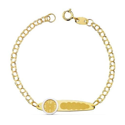 [P17000152] 18K ESCLAVA ORO AMARILLO HUNGARA RELOJ Y CHAPA 12.5 CM