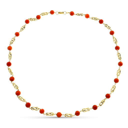 [P17000260] 18K COLLAR ORO AMARILLO JAULA CORAL FINO JAPONES 7.5 MM 60 CM