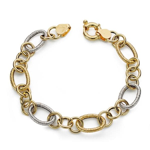 [P17000277] 18K PULSERA BICOLOR HUECA 19 CM 5.30 GR
