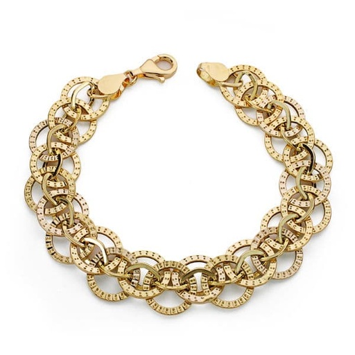 [P17000278] 18K PULSERA BICOLOR HUECA 19 CM 6.00 GR