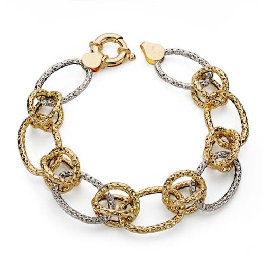 [P17000280] 18K PULSERA ORO BICOLOR HUECA 19 CM