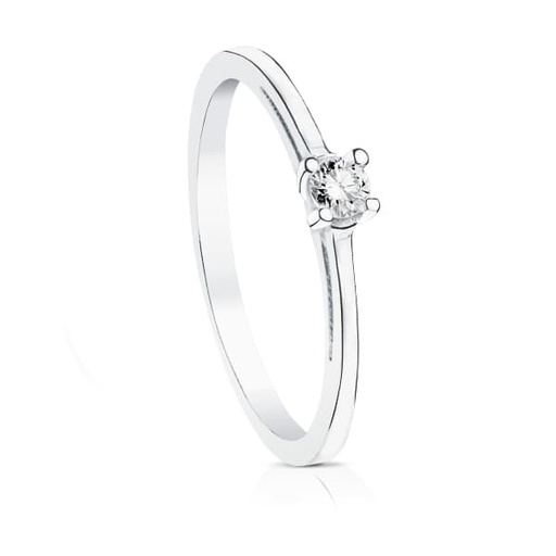 [P1706] 18K SOLITARIO DIAMANTE TALLA BRILLANTE ORO BLANCO 0.100 QTS. SI-H