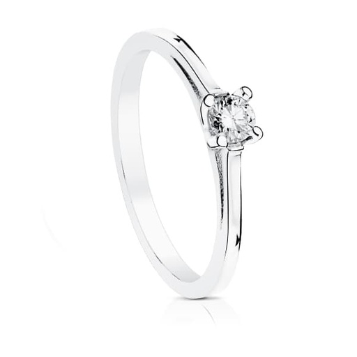 [P1707] 18K SOLITARIO DIAMANTE TALLA BRILLANTE ORO BLANCO 0.150 QTS. SI-H