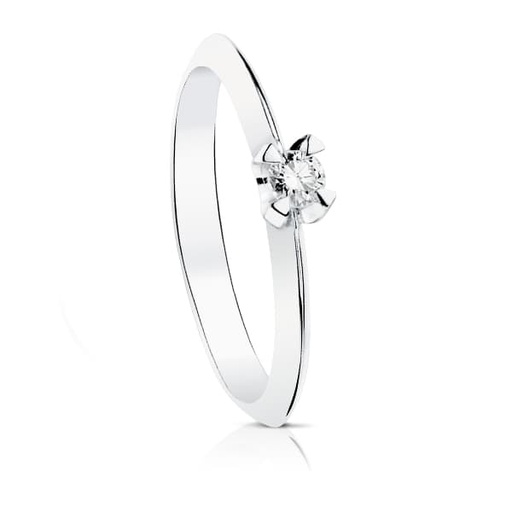 [P1709] 18K SOLITARIO DIAMANTE TALLA BRILLANTE ORO BLANCO 0.100 QTS. SI-H