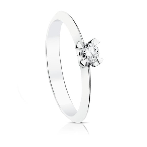 [P1710] 18K SOLITARIO DIAMANTE TALLA BRILLANTE ORO BLANCO 0.150 QTS. SI-H