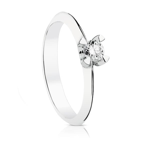 [P1711] 18K SOLITARIO DIAMANTE TALLA BRILLANTE ORO BLANCO 0.200 QTS. SI-H