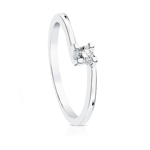 [P1712] 18K SOLITARIO DIAMANTE TALLA BRILLANTE ORO BLANCO 0.100 QTS. SI-H