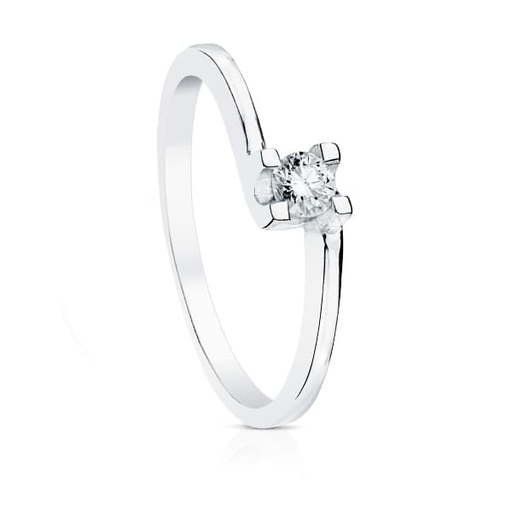 [P1713] 18K SOLITARIO DIAMANTE TALLA BRILLANTE ORO BLANCO 0.150 QTS. SI-H