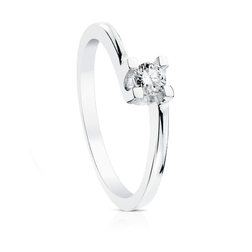 [P1714] 18K SOLITARIO DIAMANTE TALLA BRILLANTE ORO BLANCO 0.200 QTS. SI-H